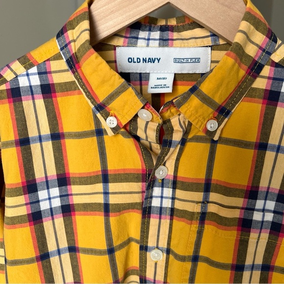 Boy’s Old Navy Yellow/blue/red Plaid Longsleeve Button Up Size M(8) - Picture 4 of 12